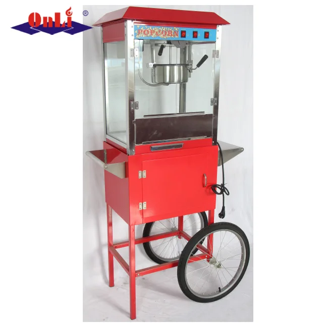 
8 Oz electric stainless steel commercial popcorn machine maker with cart 