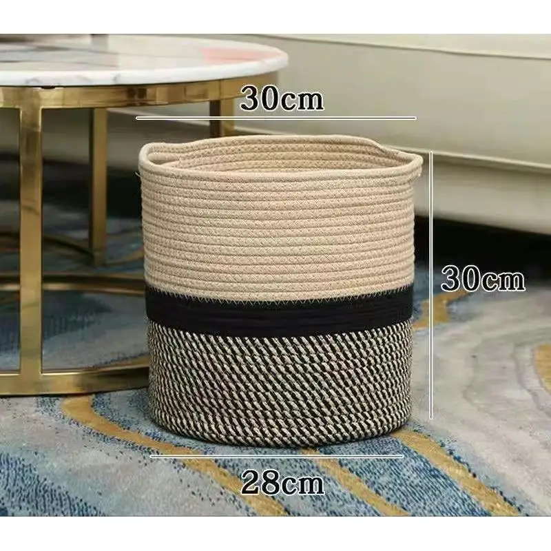 Cotton woven basket storage clothes / toys / sundries basket with handles