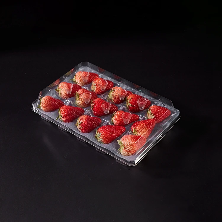 Disposable Plastic PET PP Strawberries Boxes Hinged Lid Togo Containers Bakery for Food Clamshell Packaging PET Box Container