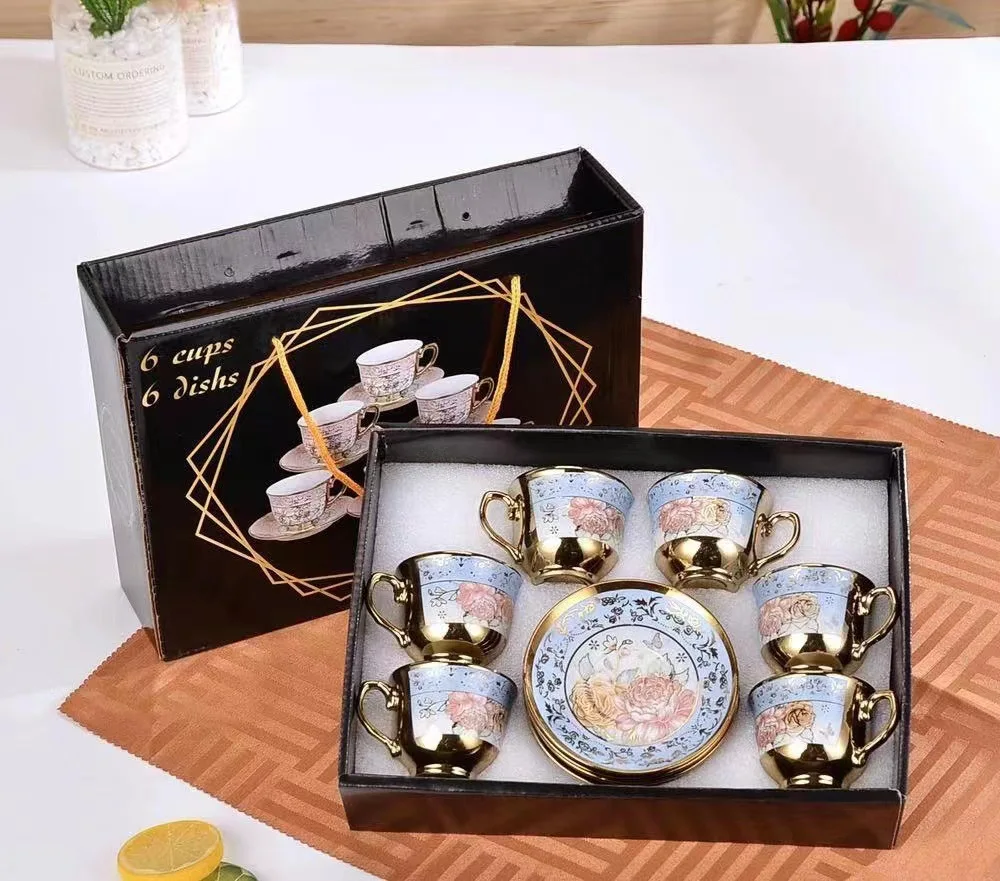 European style coffee & tea sets coffee cups set ceramic cups with color box