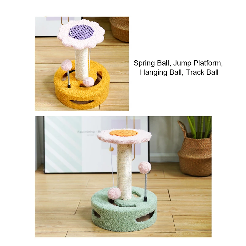 Hot Selling Novelty High Quality Interactive Fluffy Sisal Flower-Shaped Wear-Resistant Simple Cat Scratch Tree
