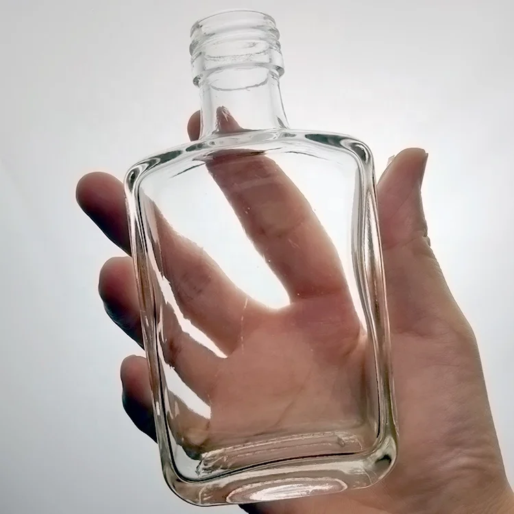 Ropp Super Flint Empty Rectangle Flask Spirit 100ml Square Alcohol Bottles Empty Clear Small Liquor Bottles