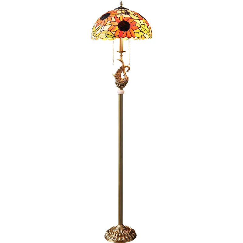 Лампа напольная полностью медная европейская американская для гостиной спальни кабинета ретро высококачественный декоративный Лебедь