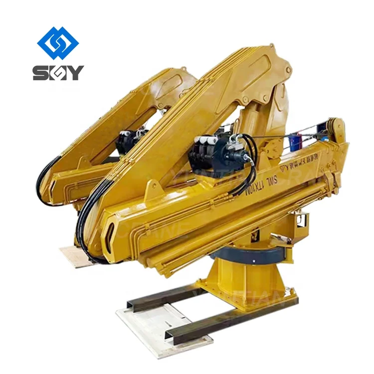 Professional Electric/hydraulic small marine crane 2 ton 5 ton ship deck mounted knuckle boom marine crane for sale