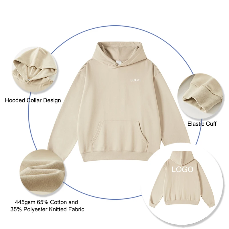 Drop Shipping with 1 Piece Unisex Heavyweight Poly Cotton Hoodies in Bulk for DTG Customization Pullover Hoodies