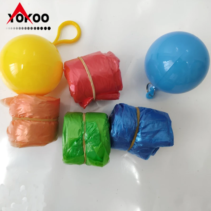 disposable rain ponchos with keyring ball,  keychain ball poncho raincoat