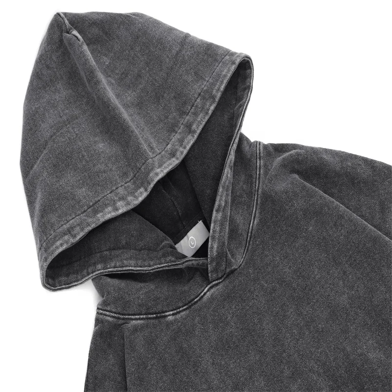 Vintage Blank Washed Hoodie Hip Hop Pullover Wholesale Custom Logo Cotton Oversized Acid Wash Hoodie For Men