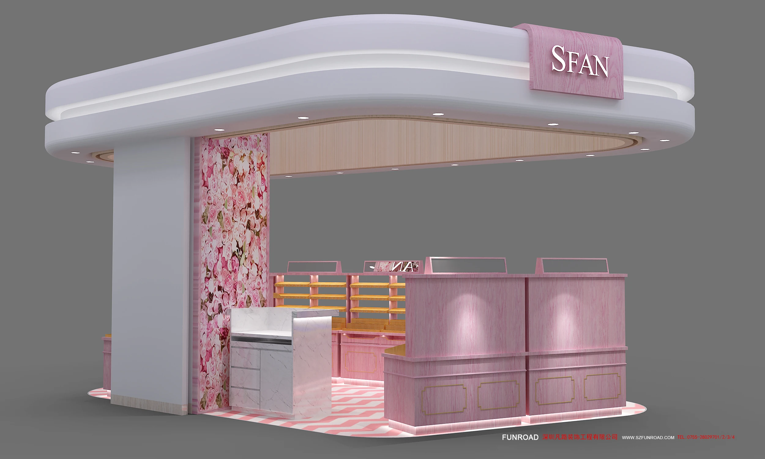 Роскошный Розничный торговый центр для макияжа/косметики/ухода за кожей/парфюмерный витринный киоск дизайн косметического магазина