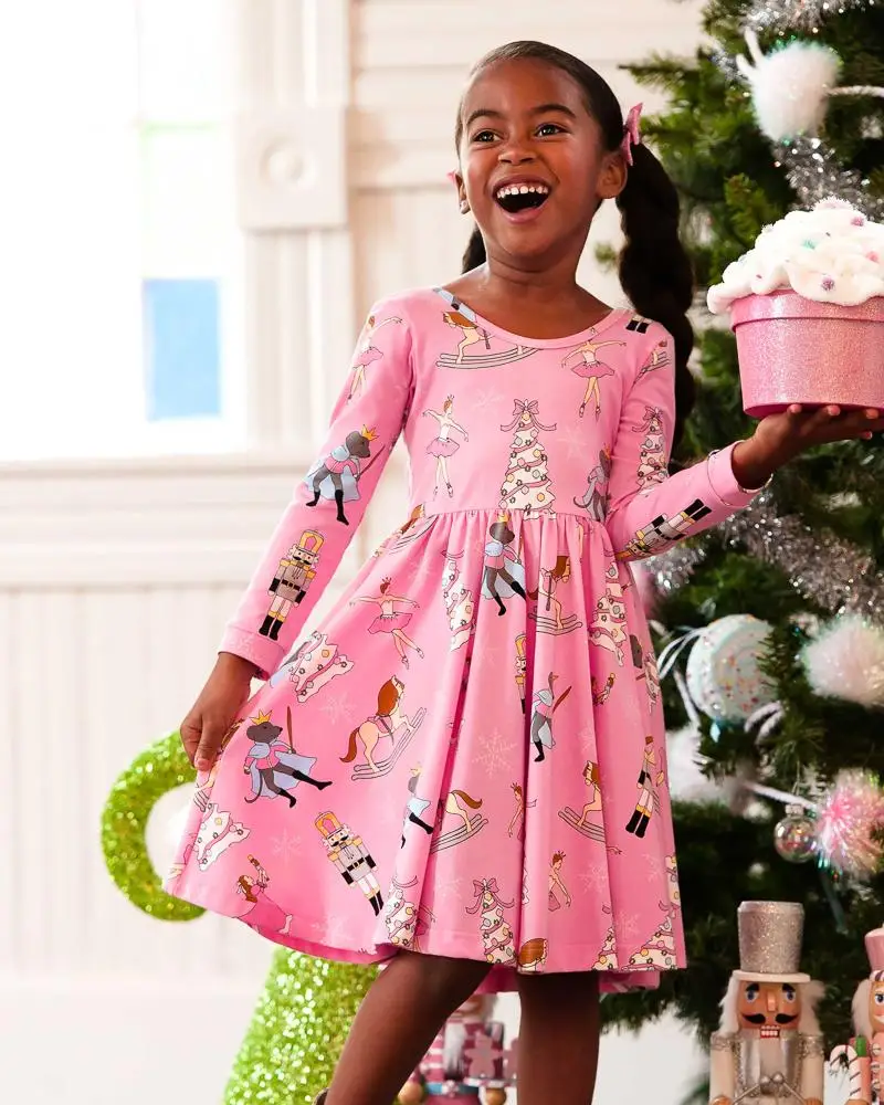 Hot Sale Girl Toddler Christmas Cotton Ruffle Dress
