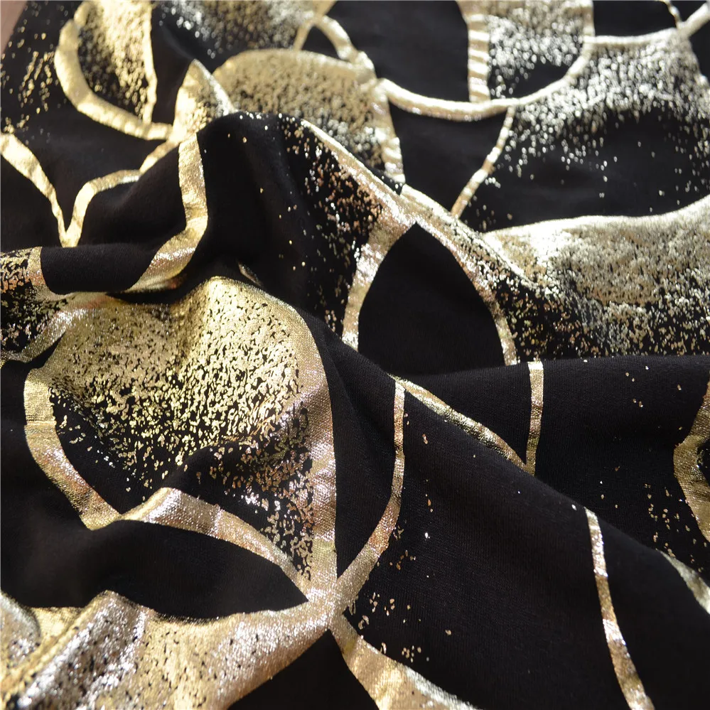 
viscose spandex MVS foil print single jersey knitted fabric for ladies fashion 