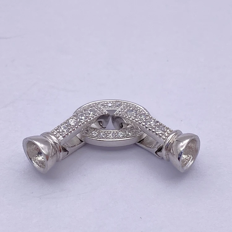 Lobster Clasp for Diy clasp with caps for Jewelry Making Supplies 18k white Gold keychain Accessories Buckle Hooks zircon clasp