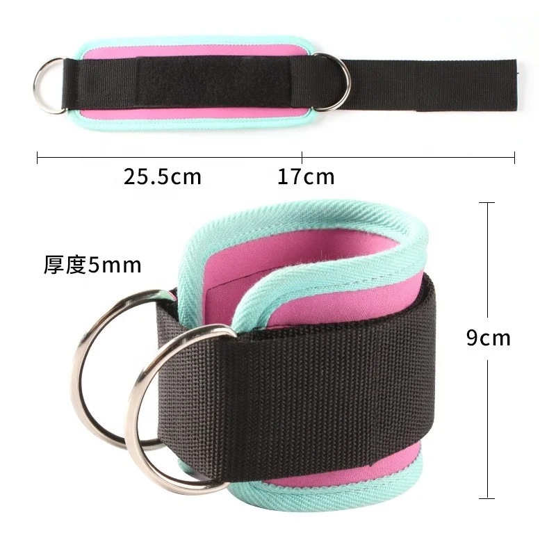 Customized Gym Logo Ankle Strap Pink Neoprene Cable Ankle Straps For Cable Machines