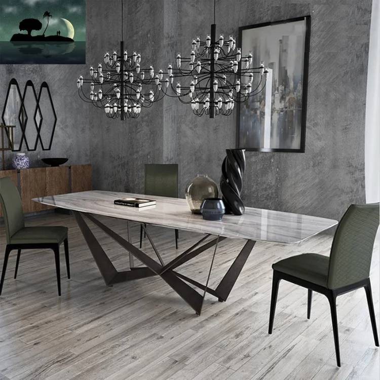 French Modern Style Furniture Walnut Wooden Table  bench Top And Small Dining Table With Metal Legs