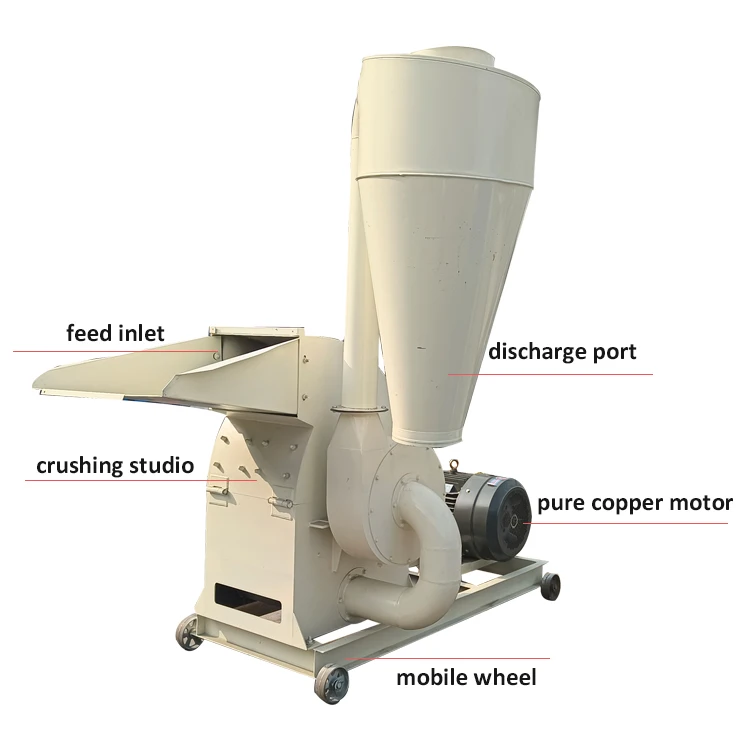 Grinder Corn Rice Husk Hammer Mill Pig Feed Crusher Machine With Cyclone For Sale