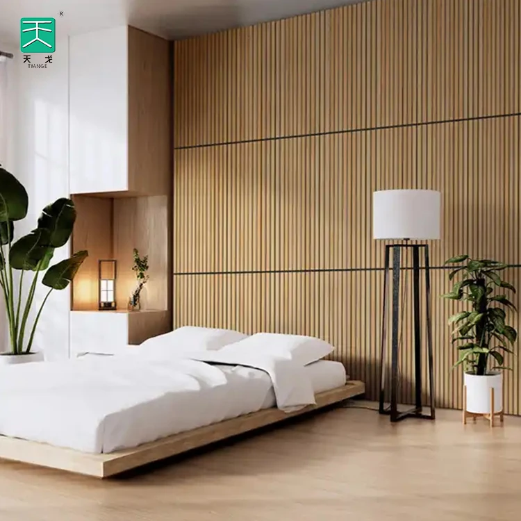 TianGe Acoustic Slat Wood Panels White Pvc Coating Baffle Ceiling Sound Proofing Felt Acoustic Panels