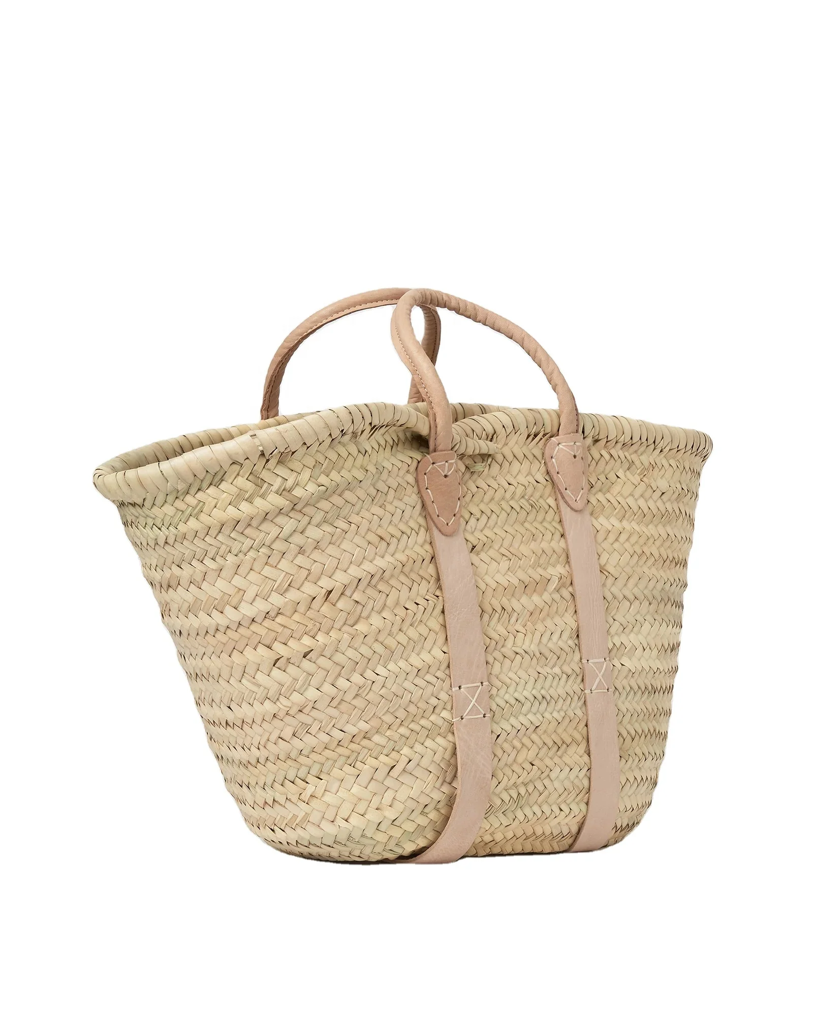 Handwoven Moroccan Basket Bag Beach Summer bag Straw Basket Bags With  Leather Handles