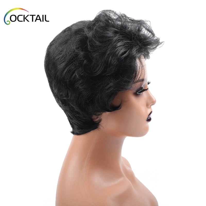 Short Silky Straight Wave Synthetic Wigs Kanekalon Fiber Different Colors Synthetic Wigs In Stock