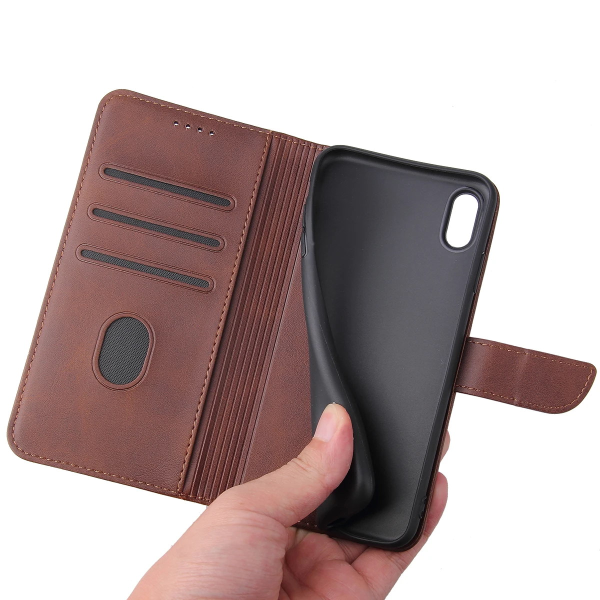Sundo for iPhone XR Max cover Genuine PU Leather Wallet Case with RFID Blocking for Men 6.1 Flip Folio Cell Phone accessory
