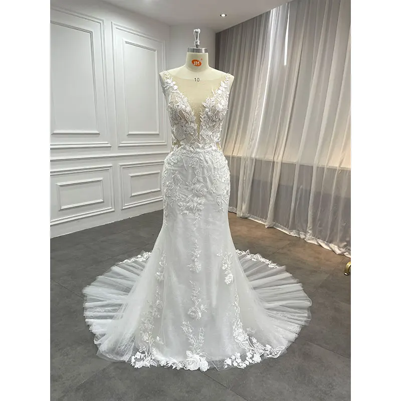 2022 High Quality Applique Lace Sashes Wedding Dress Vestido De Noiva Fancy Fashion Wedding Dresses