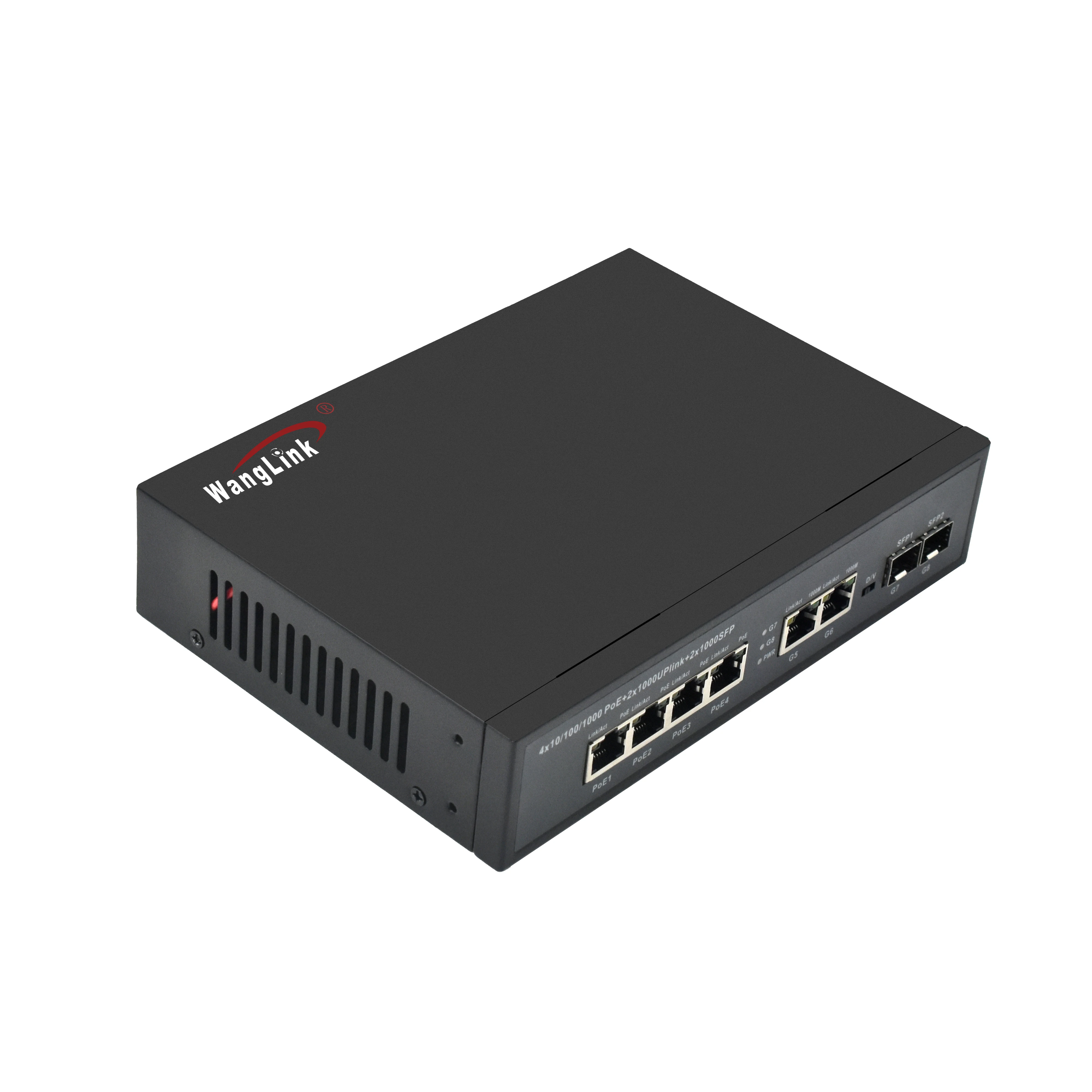 Wanglink 4 Ports Standard POE Power Supply Switch 10/100/1000M 4+4 Port Network POE Switch for CCTV IP Camera