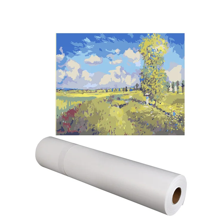 Glossy water-based cotton linen bulk paper canvas fabric roll