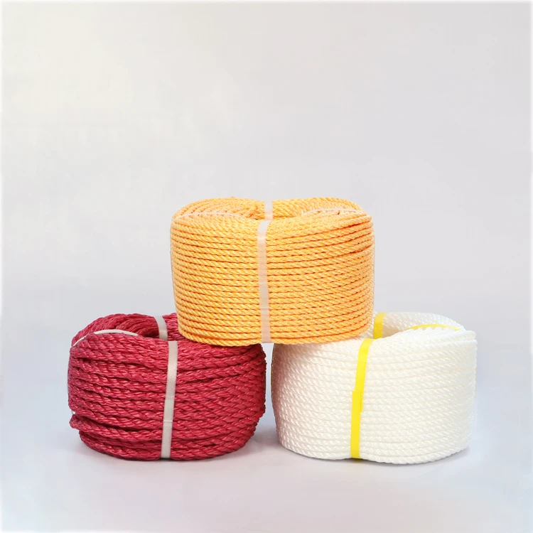 White With Orange Fleck Twisted Rope Type PP  3 Strand 10mm pp Rope for Marine Rope