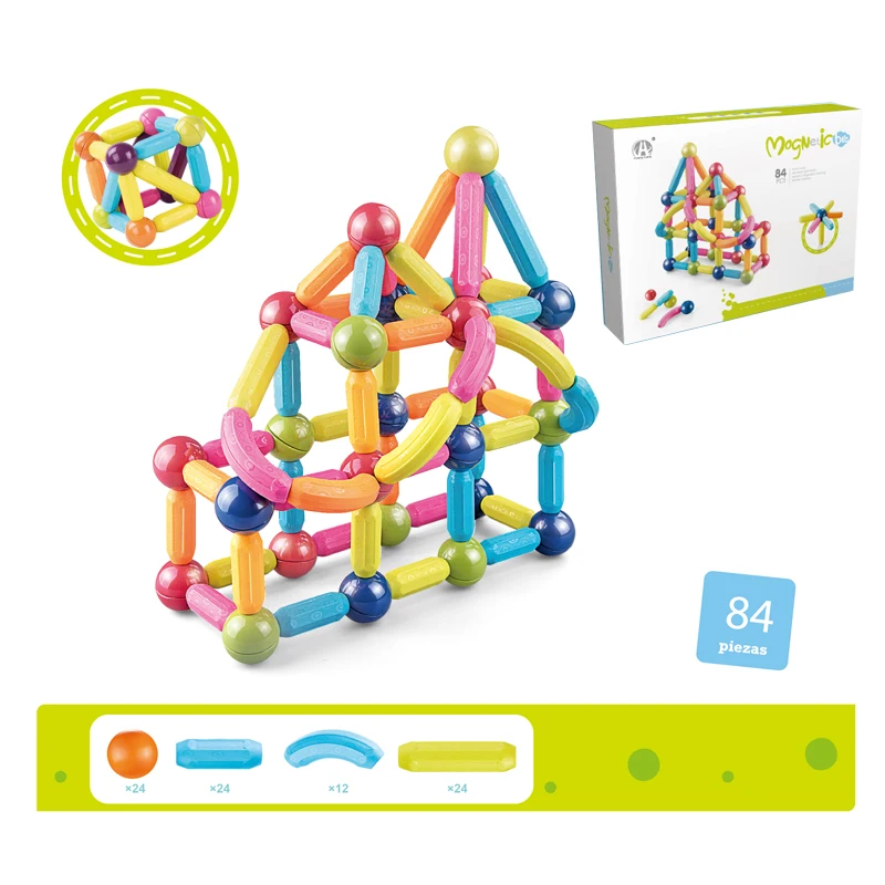 DIY 3D Kids Creative Educational Toy Assembly Building Game Magnet Stick Toys Magnet Rods Magnetic Building Blocks For Kids