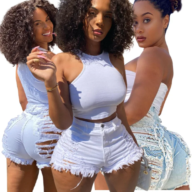 
Hot Sale Jean Shorts Women Sexy High Waist Denim Shorts Hole Ultra-short Women Bottoms 2021 