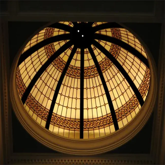 Decorative  Art Glass Handmade Soldered Color Stained Church Dome Ceramic Fritted Curved Tempered Glass
