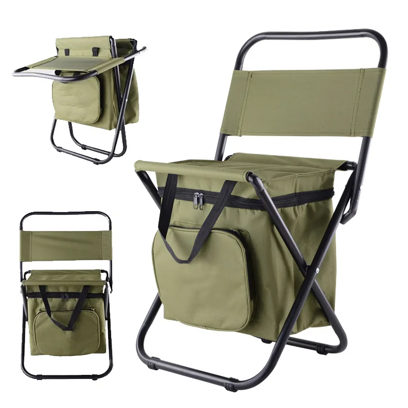 Многофункциональный складной портативный стул с охлаждением для отдыха на открытом воздухе, пикника, спинки из изоляционной армированной ткани