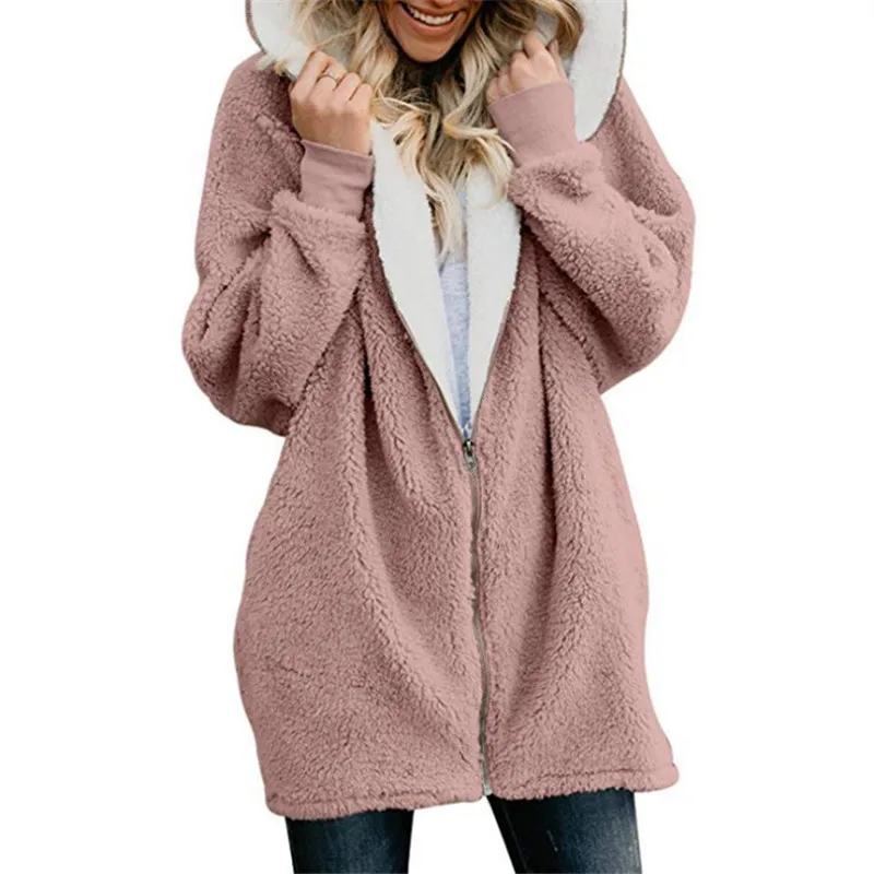 Lamb velvet hooded women long winter jacket 2021 autumn and winter new plus size 5XL warm outwear coat female