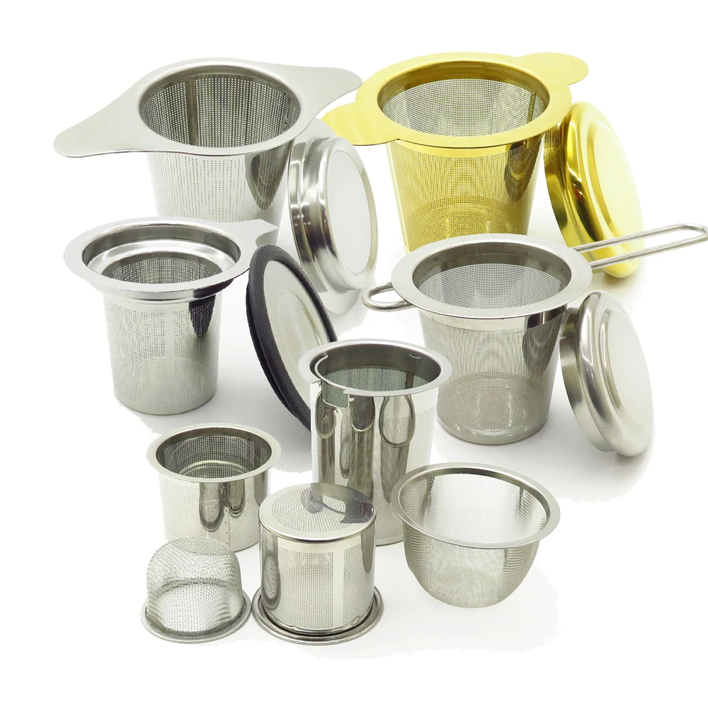 Wholesale Stainless Steel Gold Silver Color Tea Strainer Basket Infuser with Handle for Loose Leaf