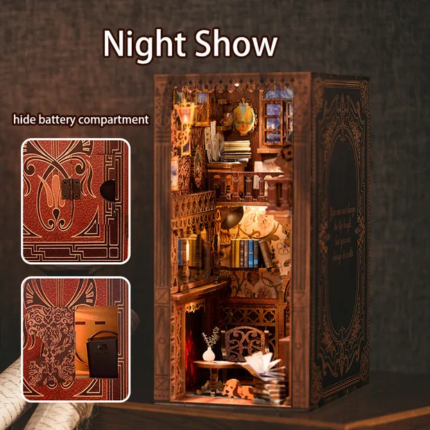 Cutebee Wooden Puzzle Book Nook Kit Overseas Warehouse Stock 3D Wooden Toys Dolls House Room for Novelty  Gift Ideas