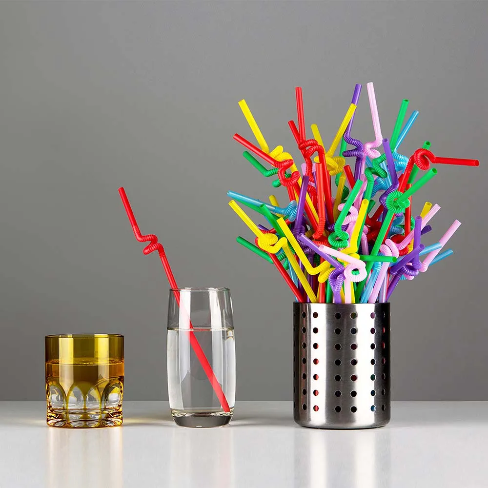 Novelty PP Cheap 12 mm Disposable Bubble Tea Drinking Plastic Straws Reusable Flexible Straw Creative Cartoon Drinking Straws