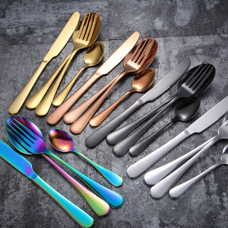 
High Quality Colorful Stainless Steel Cutlery Set Mirror Polishing 24pcs WIth Gift Box 