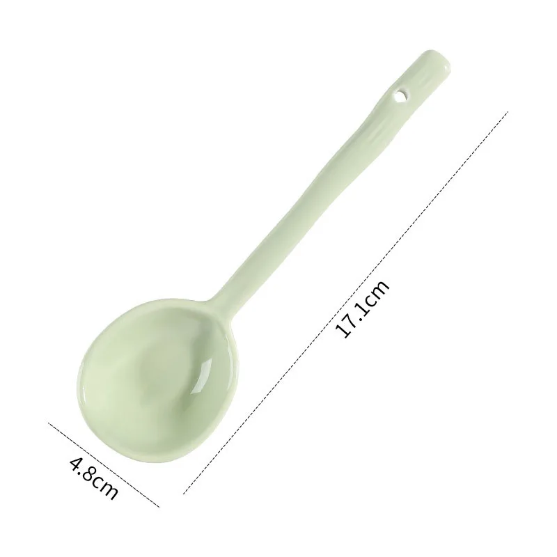 Hot Sale Japandi Ceramic Soup Spoon Dessert Spoons Long Handle Popular Restaraut Dinnerware for Party Weddings Bone China Spoons