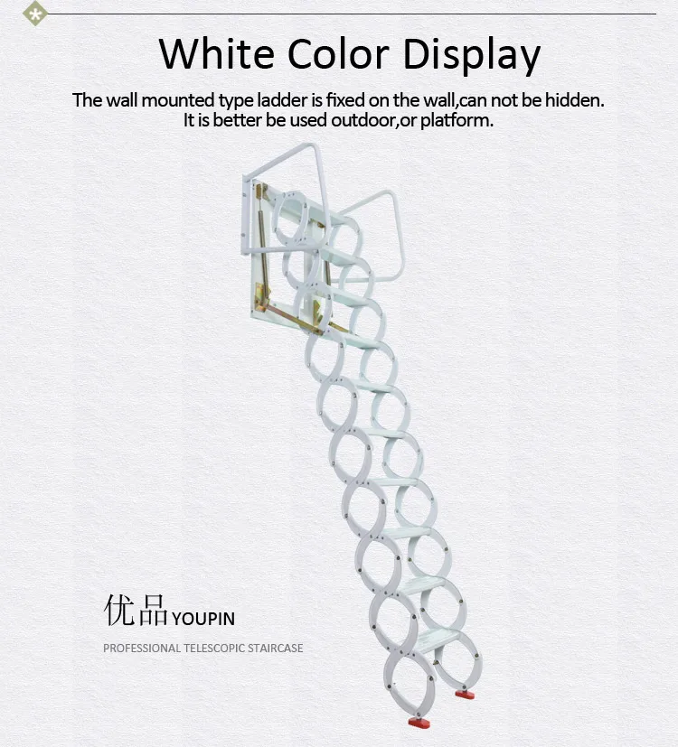 Manual Operated Home Space Saving Removable Outdoor Retractable Ladder