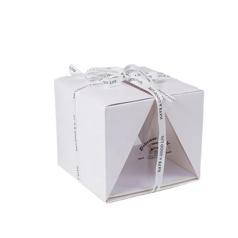 Custom Logo Cake Boards And Boxes Round Plastic Cake Boxes With Window Luxury Cake Packaging