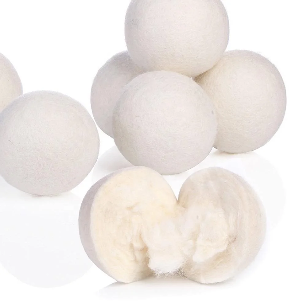 Wholesale 2.5 Cm 6 Xl Durable White 100% New Zealand Organic 6 Pack Reusable Natural Softener Set Wool Dryer Balls For Laundry