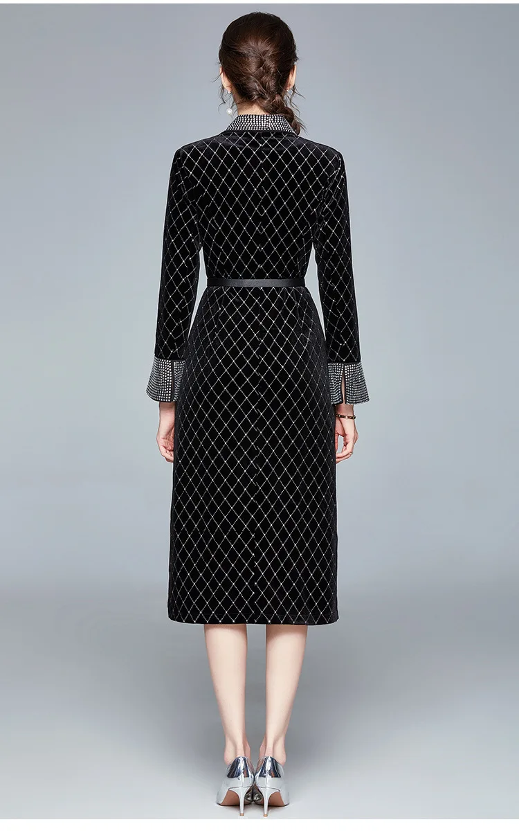 Spot New Products Elegant Casual Wear Temperament Fashion Retro Double-breasted Copper Button Plaid Windbreaker Jacket