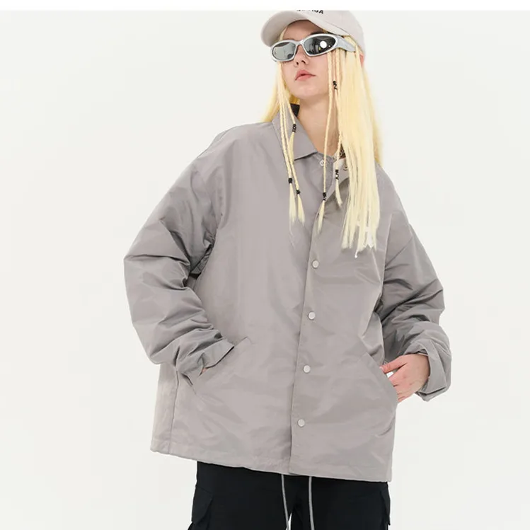 OEM Custom wholesale Loose Long Sleeve Button mens wear Coats 100% polyester printing Casual men Jacket