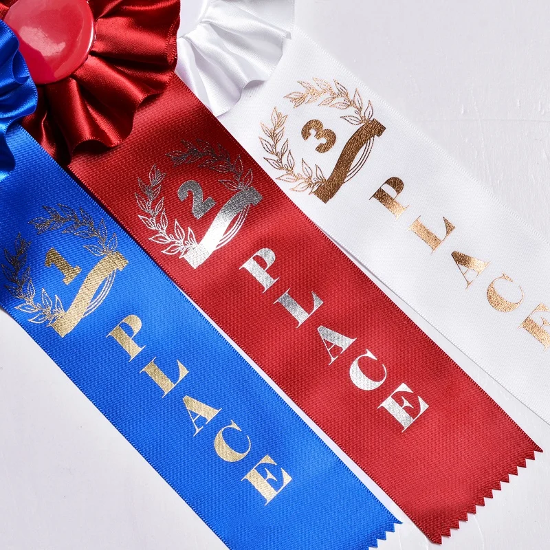 Yama factory wholesale ribbon award album personalize custom chess ribbons award badge with pin for game