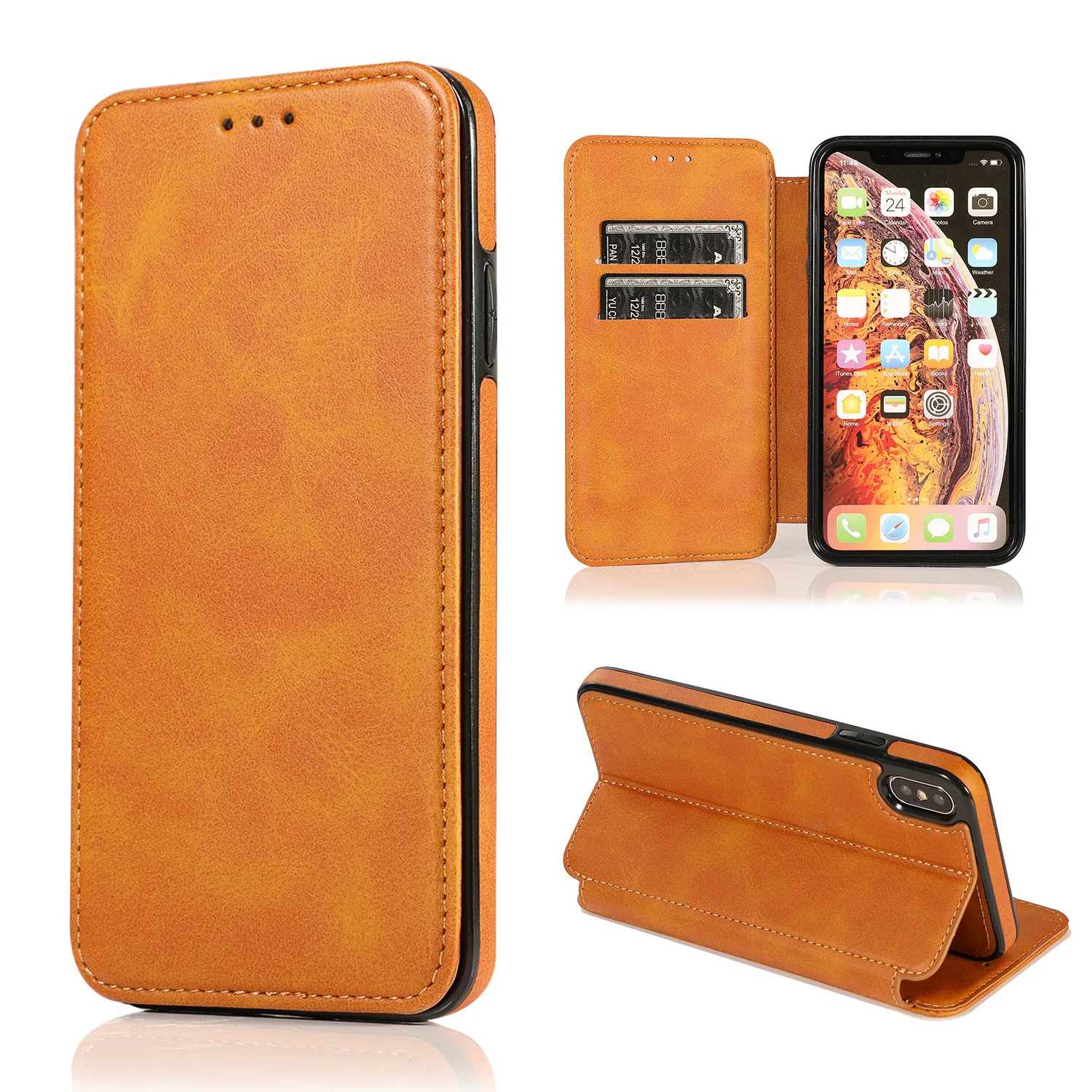 Card Wallet Leather Cell Phone Case Flip PU Mobile Back Cover For iPhone 8 7 6 6S Plus 13 14 Pro Max Case