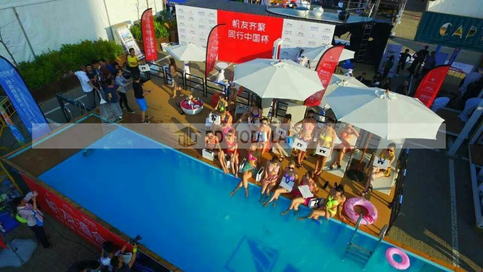 Insulated heating mobile container tempered massage hot tub outdoor spa pool for winter