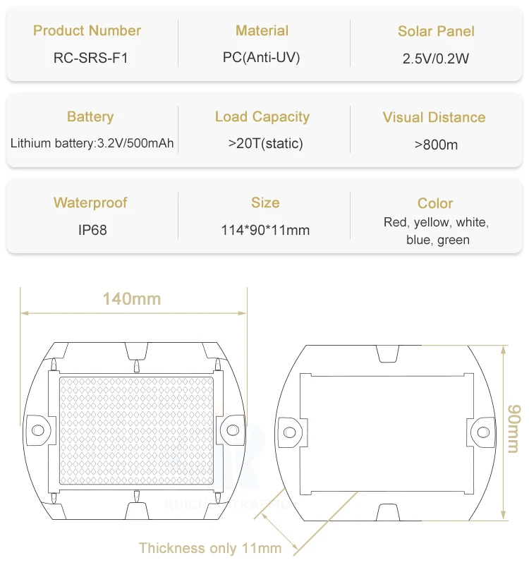 circular two directions solar powered leveled road stud reflector pavement marker