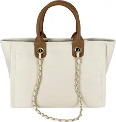 2022 New Fashion Canvas Handbag Casual Simple Versatile  Tote Bag double handles Internal pocket with leather handle