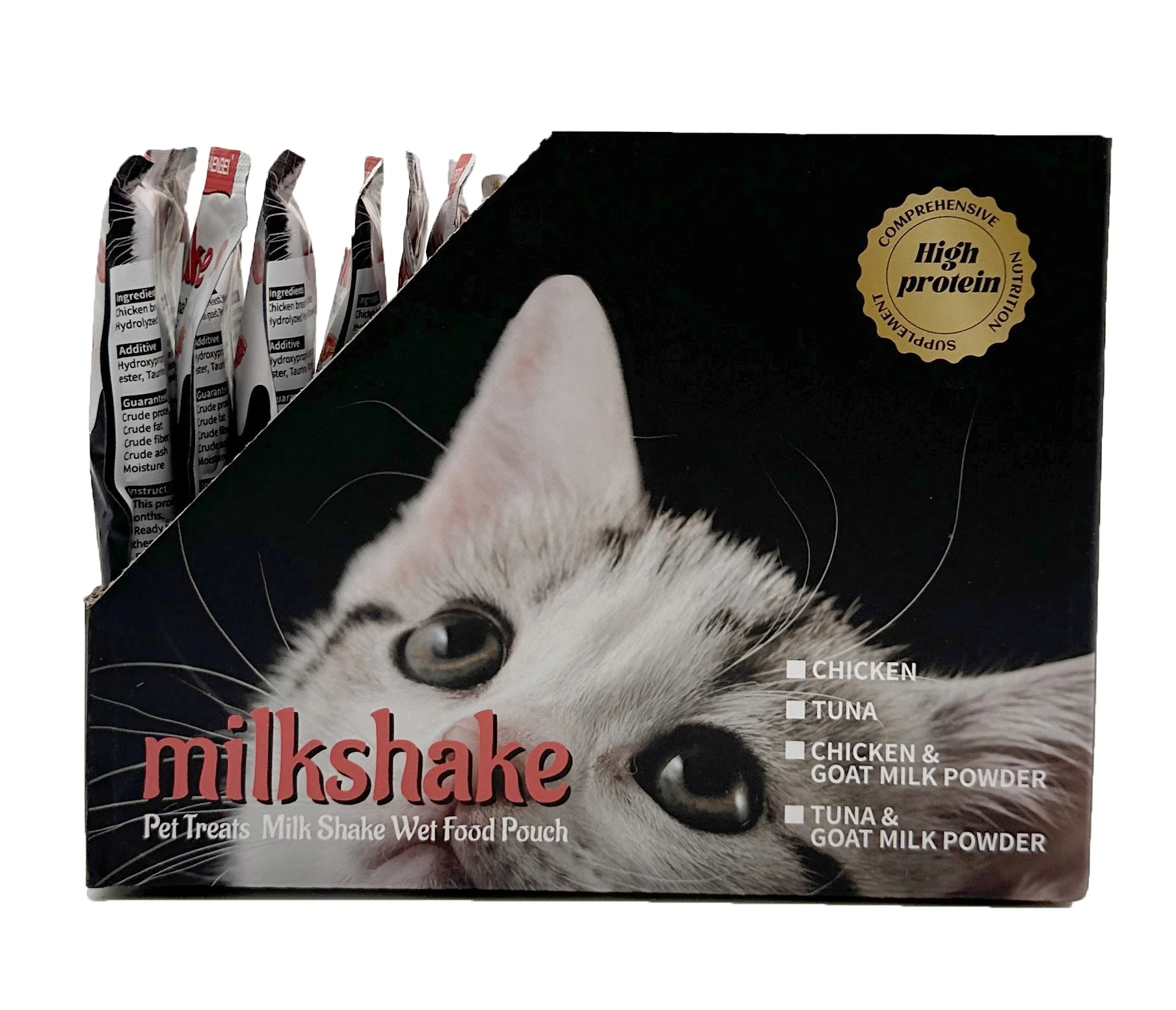 Цельнозернистые котята кошачьи нежные влажные корма с куриным мешочком в молочный коктейль 80 гр