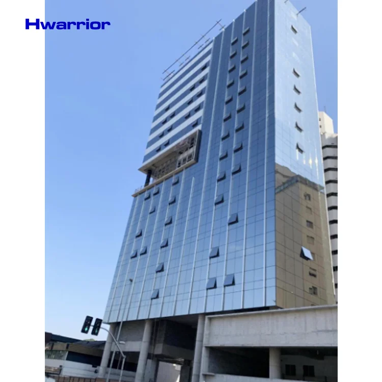 Unit glass facade panels for buildings exterior wall cladding system