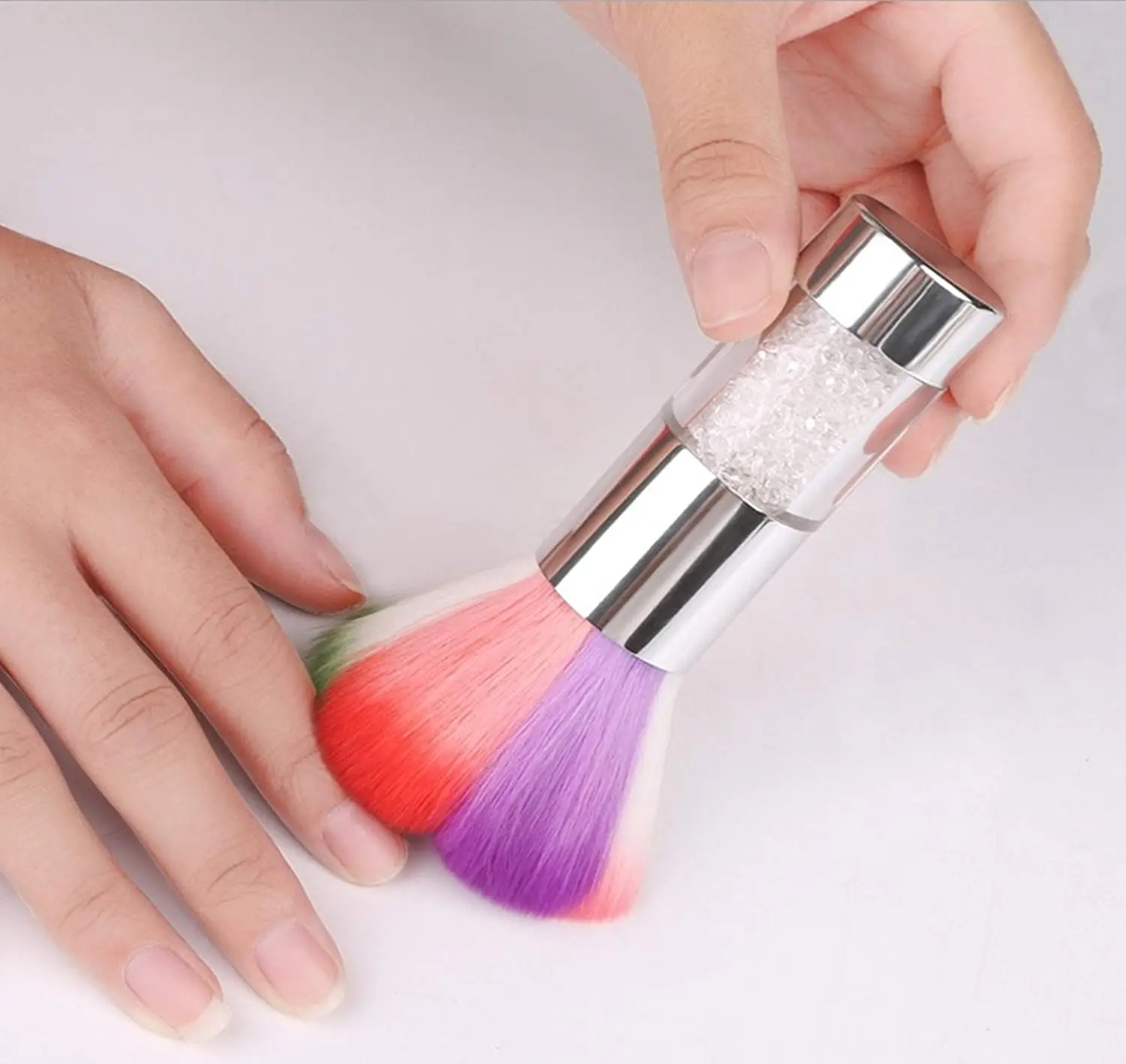 Big size Manicure Colorful Acrylic Crystal Handle Soft Cleaning Dust Nylon Hair Powder Removal Brush