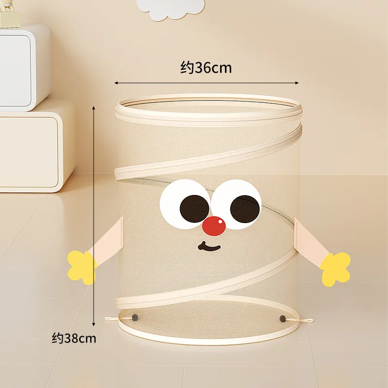 household cute design large capacity foldable Mesh Pop Up dirty laundry basket with with wide opening